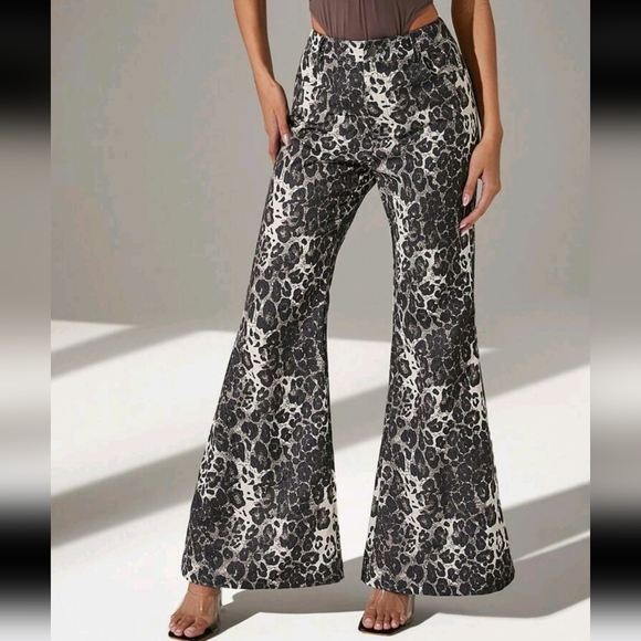 Pants - Bold Leopard Print Flare Pants